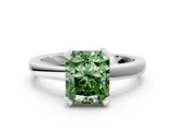 White gold Fancy Green Radiant  Cut Solitaire Ring with Four-Prong Setting and Classic Band_45