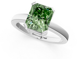 White gold Fancy Green Radiant  Cut Solitaire Ring with Four-Prong Setting and Classic Band_46