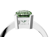 White gold Fancy Green Radiant  Cut Solitaire Ring with Four-Prong Setting and Classic Band_49