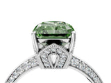 White gold Fancy Green Radiant Cut Solitaire Split Shank Pave Diamond Engagement Ring with Four-Prong Setting_38