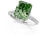 White gold Fancy Green Radiant Cut Solitaire Split Shank Pave Diamond Engagement Ring with Four-Prong Setting_73