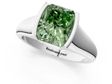 White gold Fancy Green Radiant Cut Solitaire Tension Set Diamond Ring with Split Shank Band_13