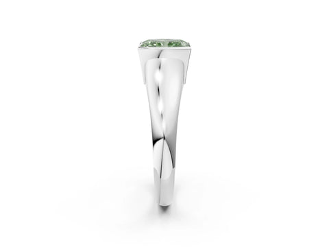 White gold Fancy Green Radiant Cut Solitaire Tension Set Diamond Ring with Split Shank Band_14