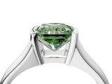 White gold Fancy Green Radiant Cut Solitaire Tension Set Diamond Ring with Split Shank Band_16