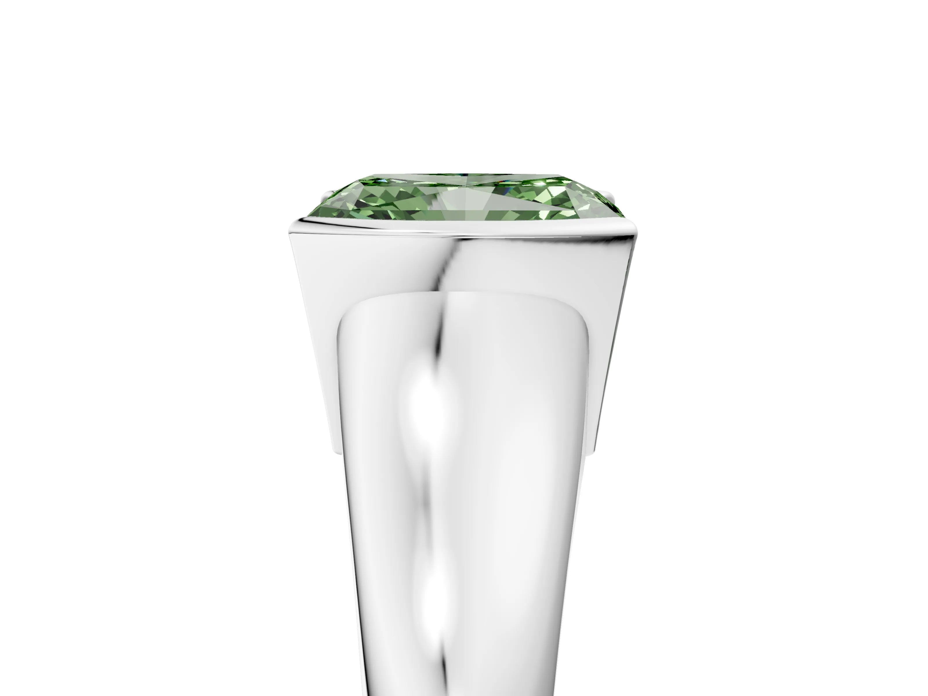 White gold Fancy Green Radiant Cut Solitaire Tension Set Diamond Ring with Split Shank Band_17