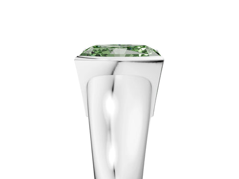 White gold Fancy Green Radiant Cut Solitaire Tension Set Diamond Ring with Split Shank Band_17