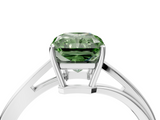 White gold Fancy Green Radiant  Cut Solitaire Twist Band Ring with Four-Prong Setting_76
