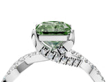 White gold Fancy Green Radiant Cut Solitaire Twist Pave Diamond Engagement Ring with Prong Setting_16