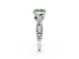 White gold Fancy Green Radiant Cut Solitaire Twist Pave Diamond Engagement Ring with Prong Setting_2