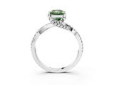White gold Fancy Green Radiant Cut Solitaire Twist Pave Diamond Engagement Ring with Prong Setting_3