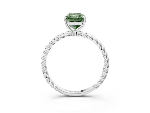 White gold Fancy Green Radiant Cut Solitaire Twisted Band 4-Prong Ring_27