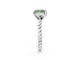White gold Fancy Green Radiant  Cut Solitaire Twisted Band with Four-Prong Setting_54