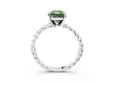 White gold Fancy Green Radiant  Cut Solitaire Twisted Band with Four-Prong Setting_57
