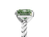 White gold Fancy Green Radiant  Cut Solitaire Twisted Band with Four-Prong Setting_59
