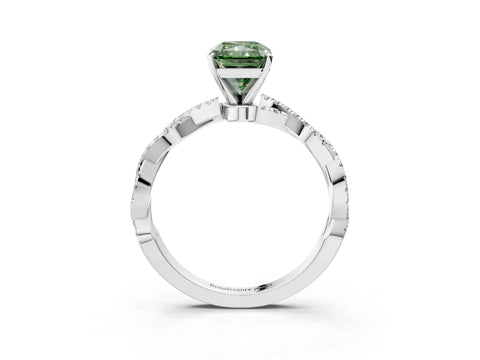 White gold Fancy Green Radiant Cut Solitaire Twisted Pave Band with Four-Prong Setting_18