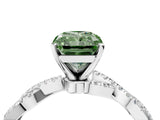 White gold Fancy Green Radiant Cut Solitaire Twisted Pave Band with Four-Prong Setting_19