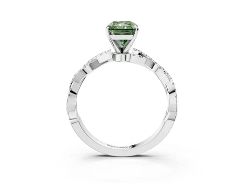 White gold Fancy Green Radiant Cut Solitaire Twisted Pave Band with Four-Prong Setting_6