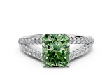White gold Fancy Green Radiant  Cut Split Shank Pave Diamond Engagement Ring with Four-Prong Setting_24