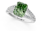 White gold Fancy Green Radiant  Cut Split Shank Pave Diamond Engagement Ring with Four-Prong Setting_25