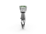 White gold Fancy Green Radiant  Cut Three-Stone Channel Set Ring with Bar Prongs_61