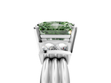 White gold Fancy Green Radiant  Cut Three-Stone Channel Set Ring with Bar Prongs_64