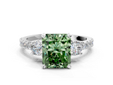 White gold Fancy Green Radiant  Cut Three-Stone Diamond Pavé Band with Prong Setting_34