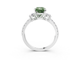 White gold Fancy Green Radiant  Cut Three-Stone Diamond Pavé Band with Prong Setting_37