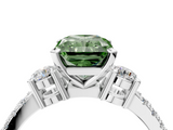 White gold Fancy Green Radiant  Cut Three-Stone Diamond Pavé Band with Prong Setting_38