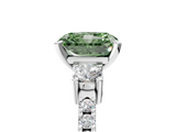 White gold Fancy Green Radiant  Cut Three-Stone Diamond Pavé Band with Prong Setting_39