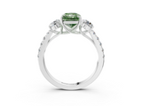 White gold Fancy Green Radiant  Cut Three-Stone Diamond Pave Band with Prong Setting_40