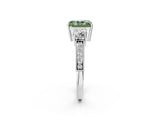 White gold Fancy Green Radiant Cut Three-Stone Diamond Ring with Pavé Band and Four-Prong Setting_14