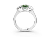 White gold Fancy Green Radiant Cut Three-Stone Diamond Ring with Prong Setting on a Classic Band_15