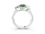 White gold Fancy Green Radiant Cut Three-Stone Diamond Ring with Prong Setting on a Classic Band_21