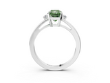 White gold Fancy Green Radiant  Cut Three-Stone Solitaire Ring with Round Accent Diamonds and Four-Prong Setting_23