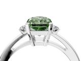 White gold Fancy Green Radiant  Cut Three-Stone Solitaire Ring with Round Accent Diamonds and Four-Prong Setting_24