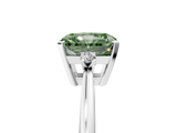 White gold Fancy Green Radiant  Cut Three-Stone Solitaire Ring with Round Accent Diamonds and Four-Prong Setting_25