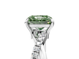 White gold Fancy Green Radiant  Cut Twist Band Solitaire Diamond Ring with Pavé Setting_8