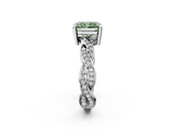 White gold Fancy Green Radiant  Cut Twisted Pavé Band Solitaire Ring with Four-Prong Setting_57