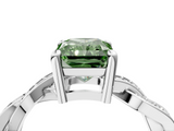 White gold Fancy Green Radiant  Cut Twisted Pavé Band Solitaire Ring with Four-Prong Setting_59