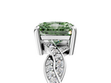 White gold Fancy Green Radiant  Cut Twisted Pavé Band Solitaire Ring with Four-Prong Setting_60
