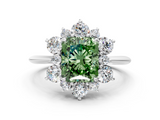 White gold Fancy Green Radiant  Diamond Cluster Halo Ring with Solitaire Band and Four-Prong Setting_20