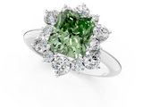 White gold Fancy Green Radiant  Diamond Cluster Halo Ring with Solitaire Band and Four-Prong Setting_21