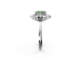 White gold Fancy Green Radiant  Diamond Cluster Halo Ring with Solitaire Band and Four-Prong Setting_22