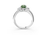 White gold Fancy Green Radiant  Diamond Cluster Halo Ring with Solitaire Band and Four-Prong Setting_23