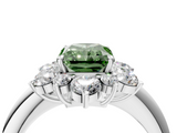 White gold Fancy Green Radiant  Diamond Cluster Halo Ring with Solitaire Band and Four-Prong Setting_24