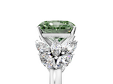 White gold Fancy Green Radiant  Diamond Cluster Leaf Design Ring with Prong Setting_59