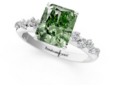 White gold Fancy Green Radiant  Diamond Cluster Prong-Set Solitaire Ring_91