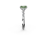 White gold Fancy Green Radiant  Diamond Cluster Prong-Set Solitaire Ring_93