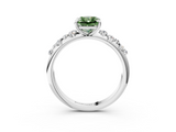 White gold Fancy Green Radiant  Diamond Cluster Prong-Set Solitaire Ring_93
