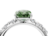 White gold Fancy Green Radiant  Diamond Cluster Prong-Set Solitaire Ring_94